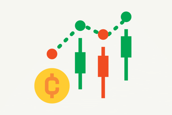 crypto trading charts with icon